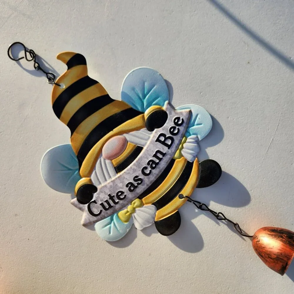 New Garden Decor Wind Chime Decoration Honeybee Bee Gnome Cute as can Bee Honey